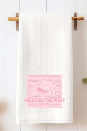Distressed Pink Wild West Waffle Kitchen Towel