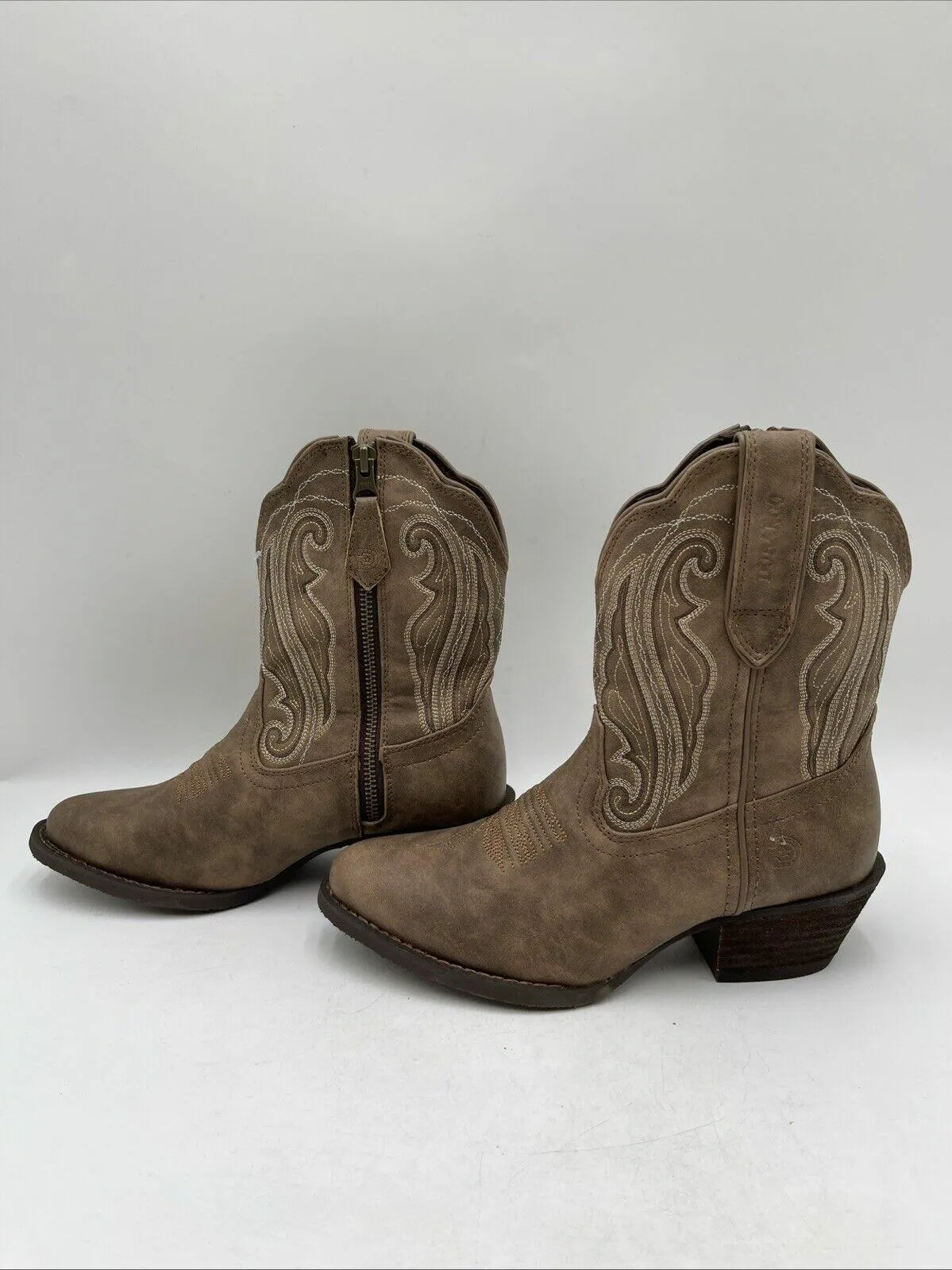 Durango Women's Crush Distressed Shortie Western Boots Brown Size 6.5M - Very Good