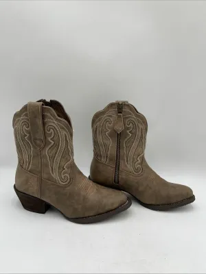 Durango Women's Crush Distressed Shortie Western Boots Brown Size 6.5M - Very Good