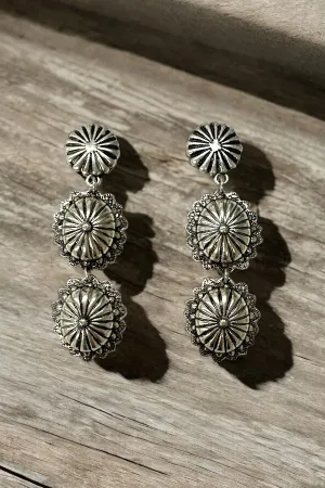 Ellie Etched Drop Earring, Burnished Silver