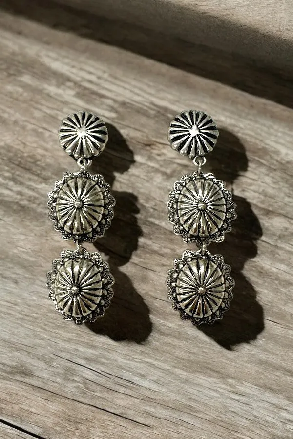 Ellie Etched Drop Earring, Burnished Silver