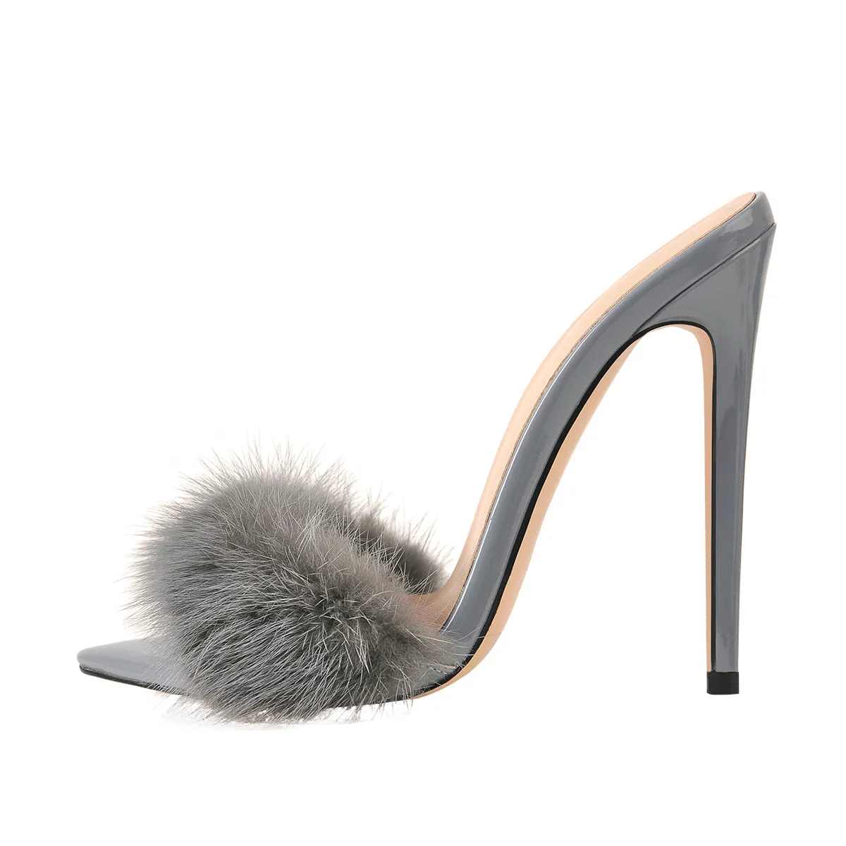 Feather Pointed Open Toe High Heel Sandals