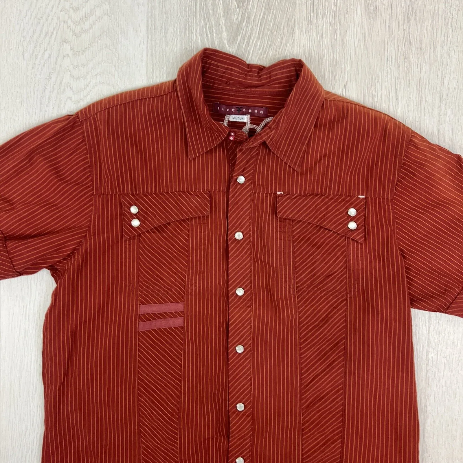 Five Four Womens Red Western Style Short Sleeve Button Up Shirt Size Medium