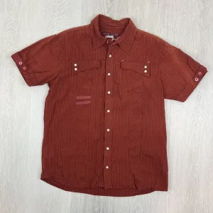 Five Four Womens Red Western Style Short Sleeve Button Up Shirt Size Medium