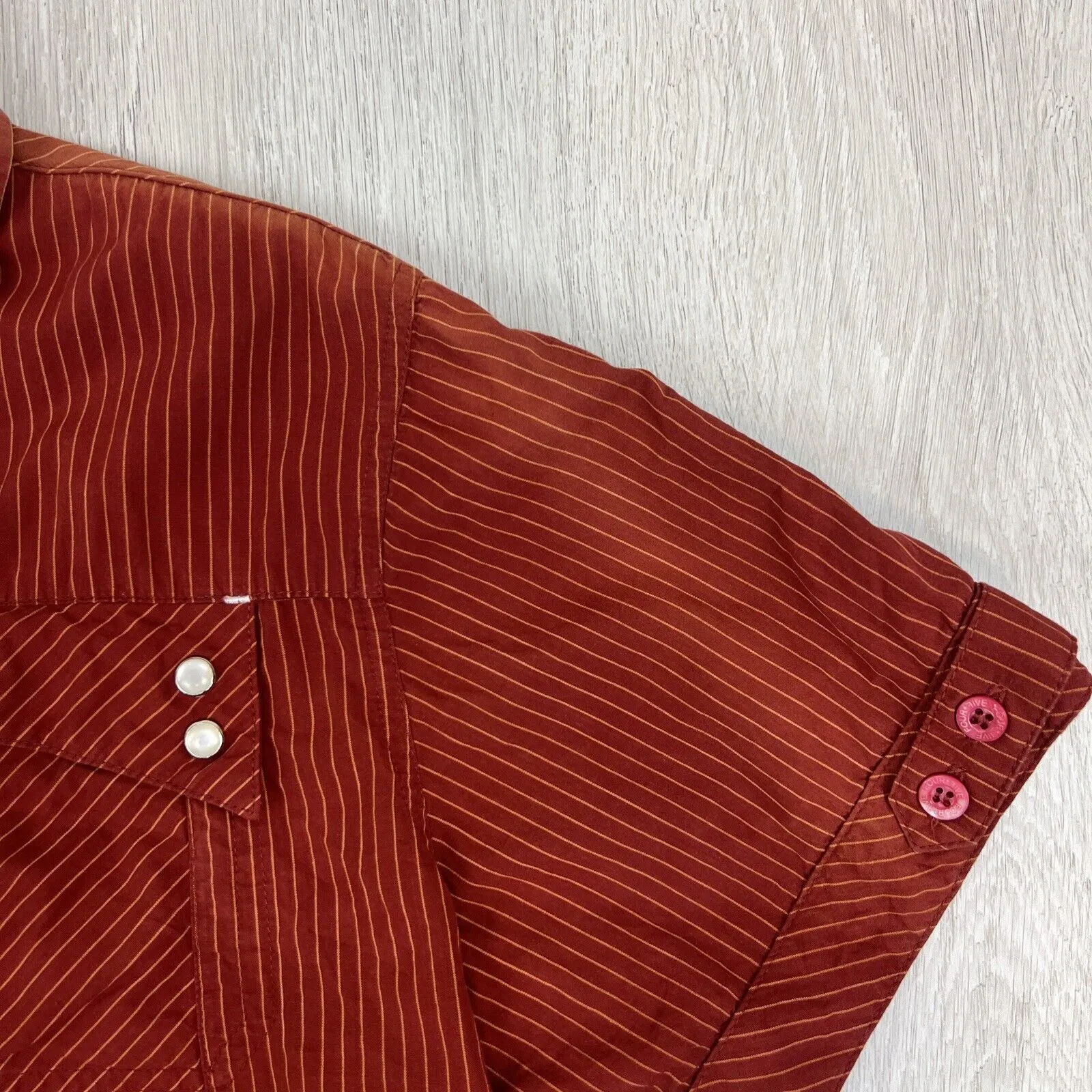 Five Four Womens Red Western Style Short Sleeve Button Up Shirt Size Medium