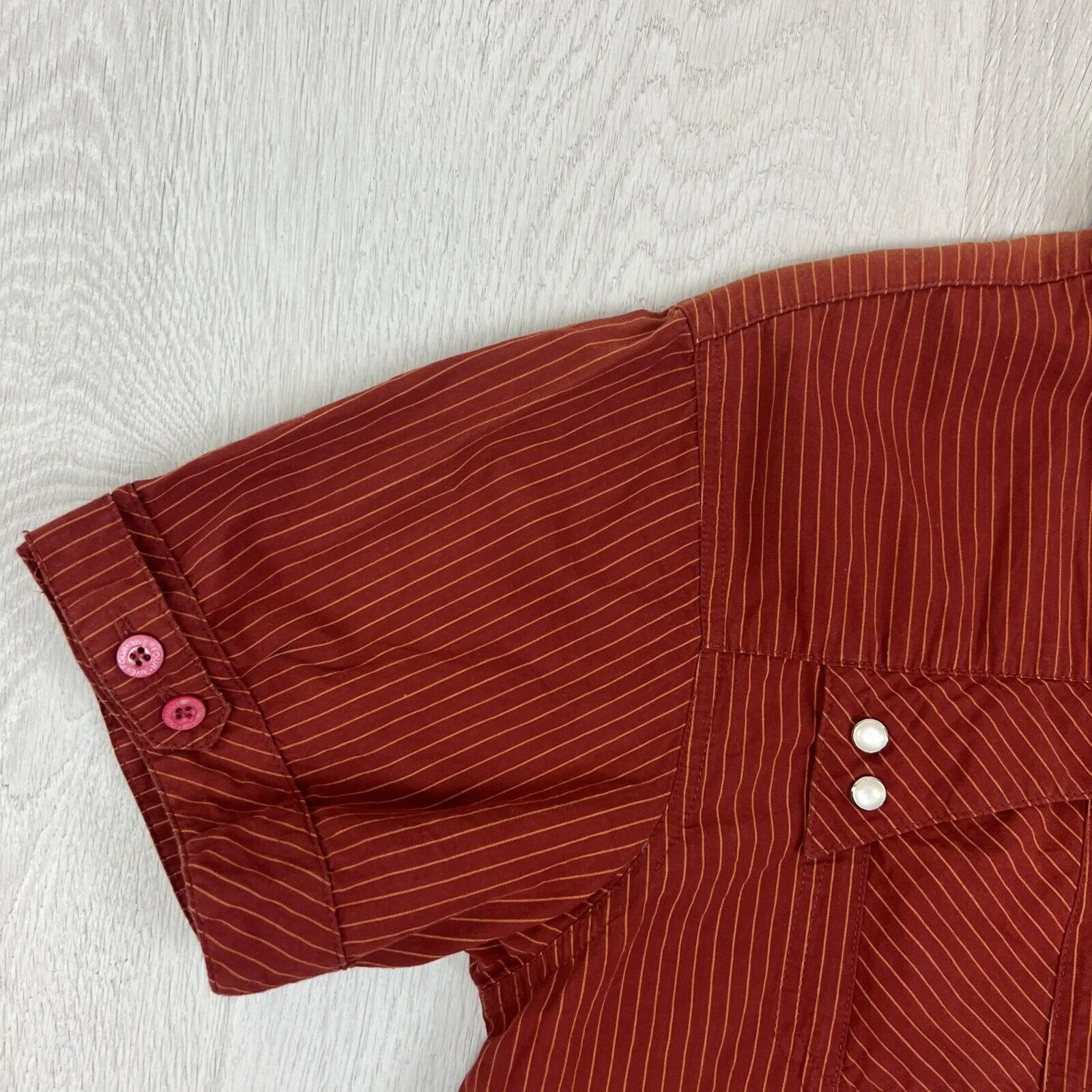 Five Four Womens Red Western Style Short Sleeve Button Up Shirt Size Medium