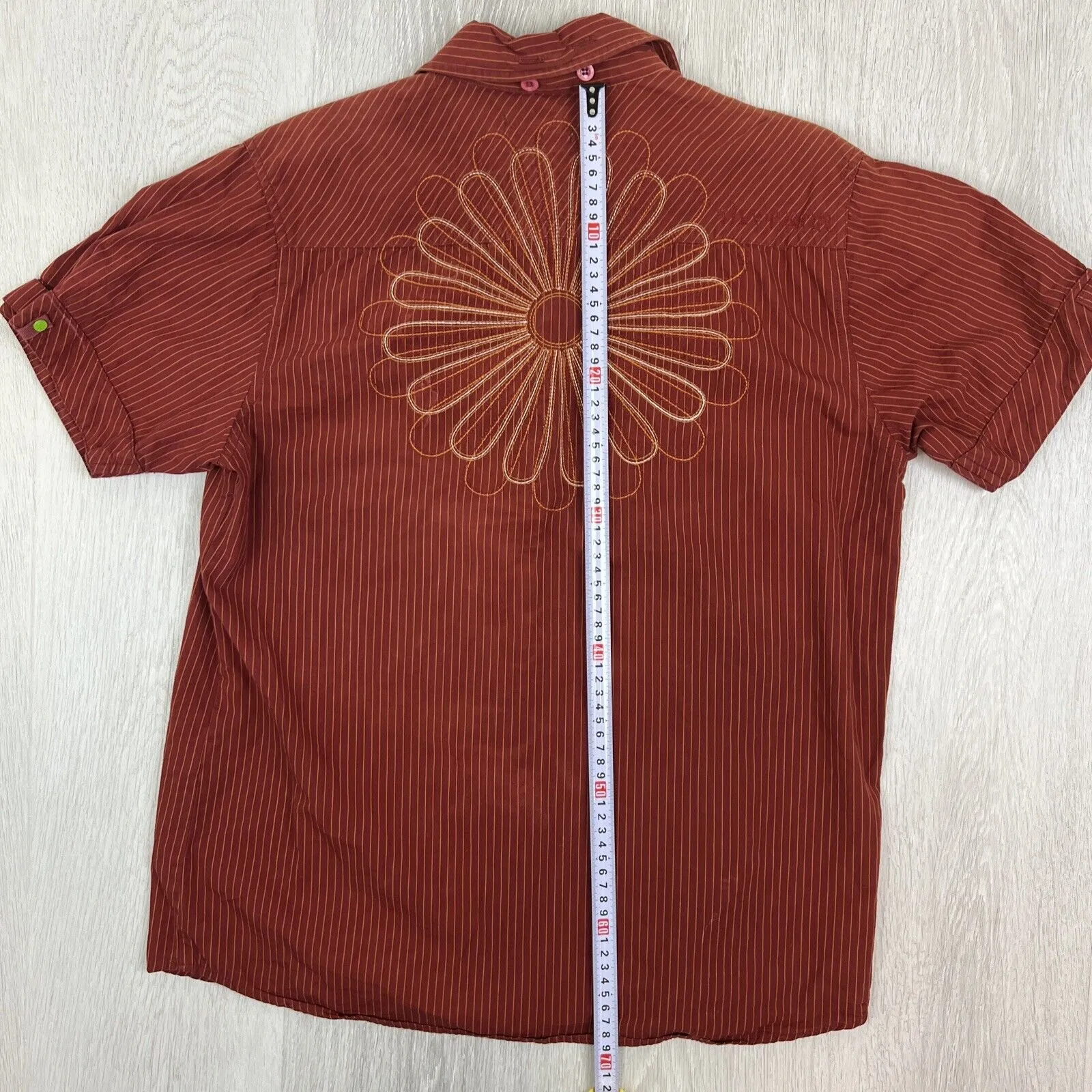 Five Four Womens Red Western Style Short Sleeve Button Up Shirt Size Medium
