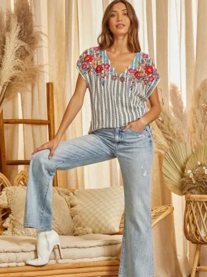 Floral Tribe Top: Black Mix