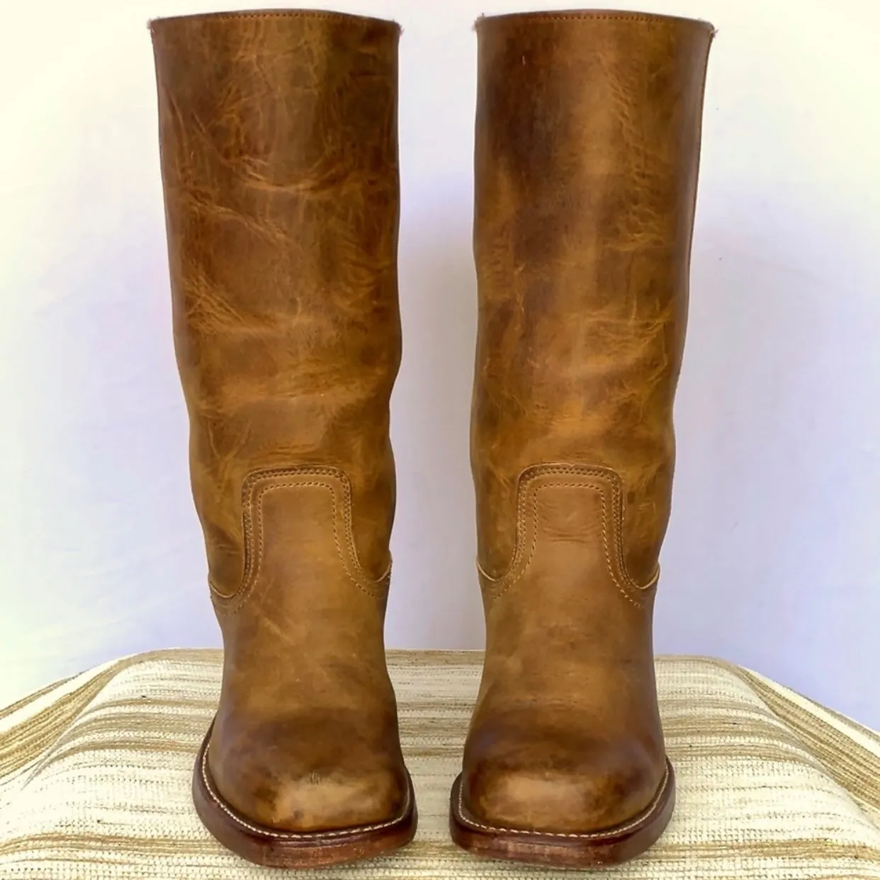 FRYE Campus 14L Brown Leather Western Motorcycle Vintage Boots