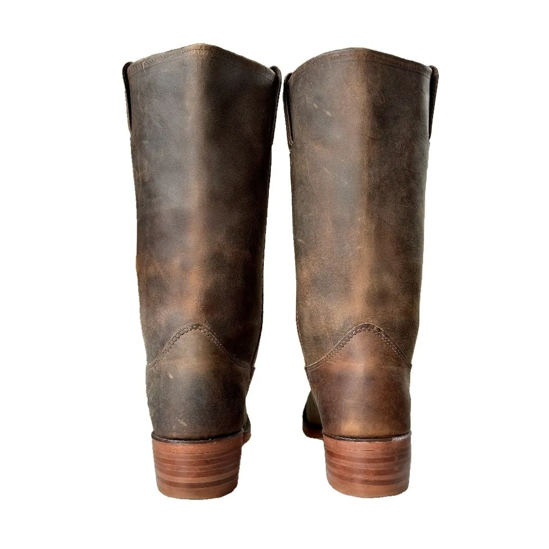 FRYE Cavalry 12L Brown Leather Campus Motorcycle Boots