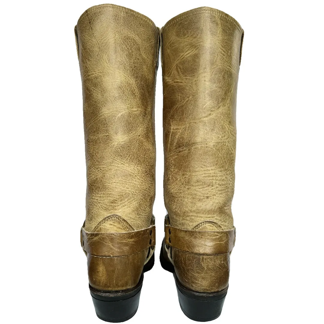 FRYE Harness 15R Green Tan Knee High Biker Moto Motorcycle Boots
