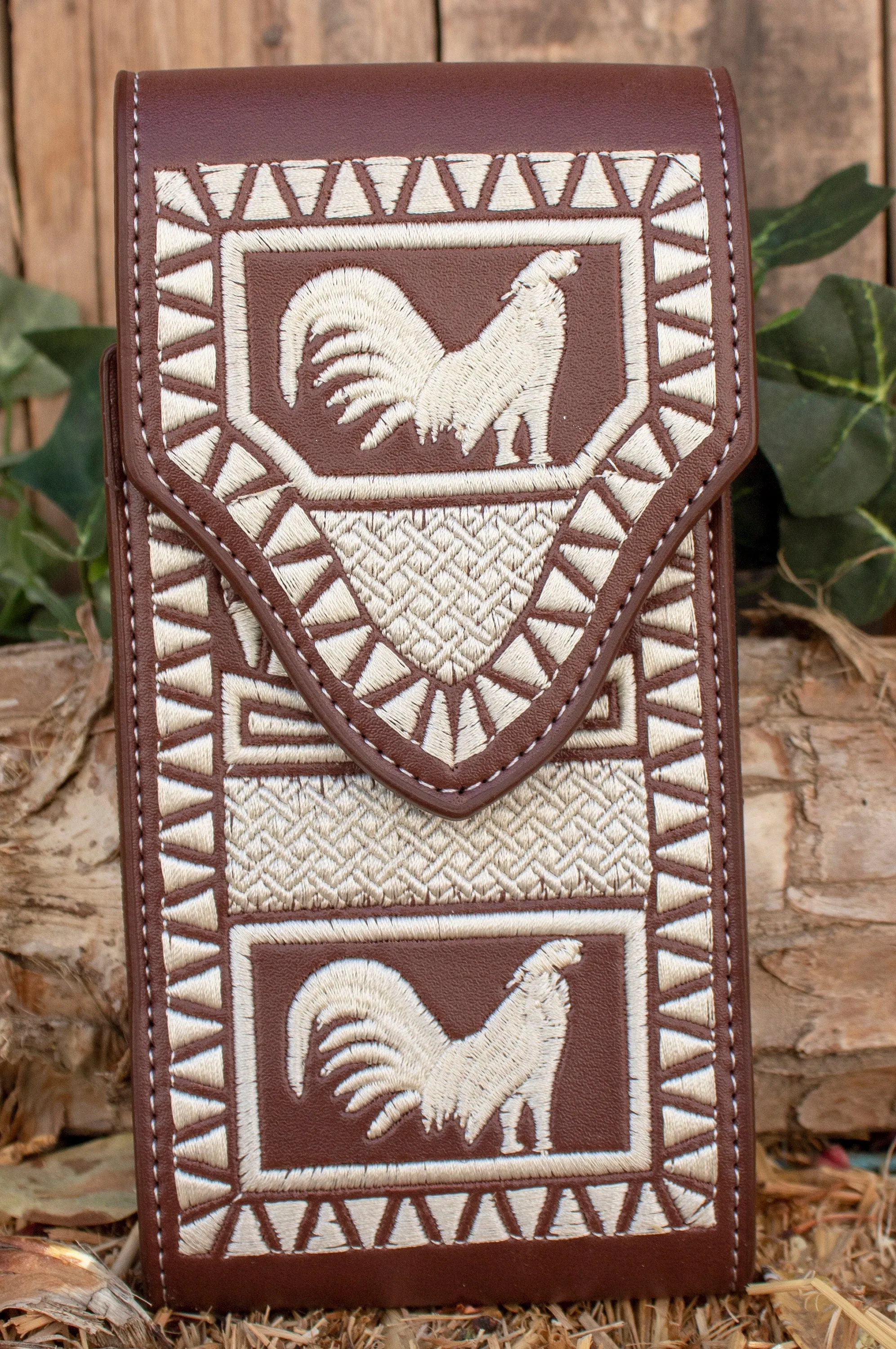 GALLO ROOSTER EMBROIDERED leather western cowboy rodeo cell phone case pouch