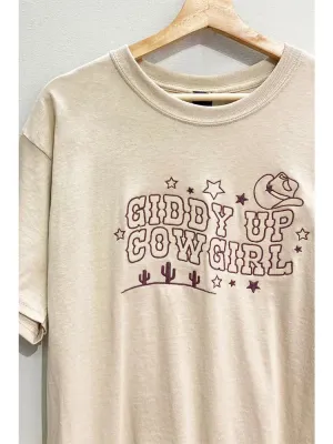 Giddy Up Cowgirl Embroidered Tee