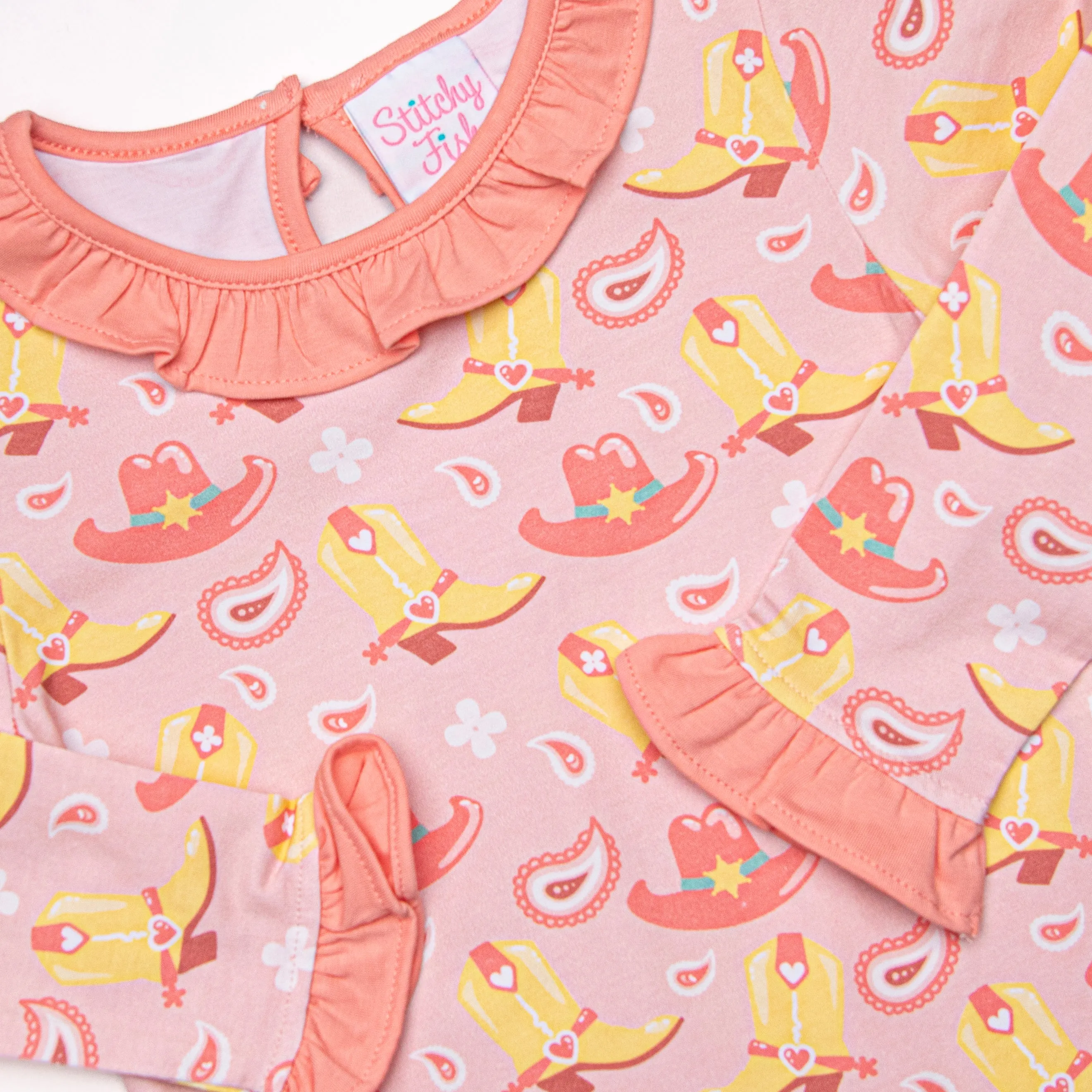 Giddy Up Gal Ruffle Romper, Pink