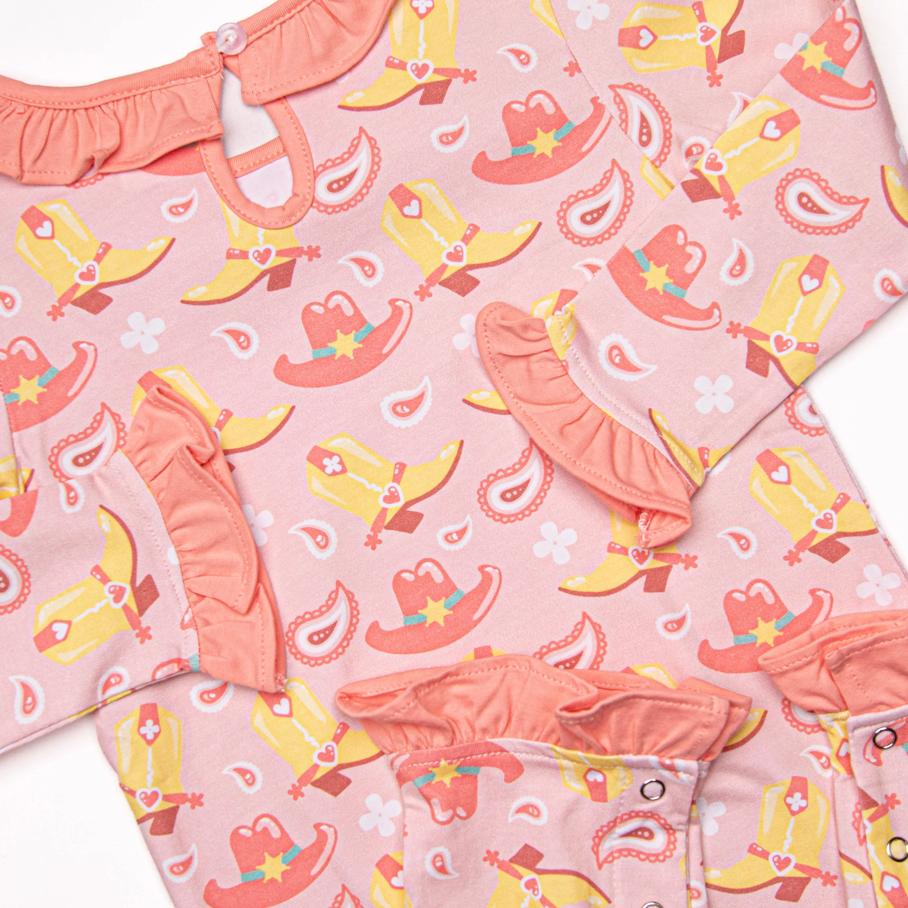 Giddy Up Gal Ruffle Romper, Pink