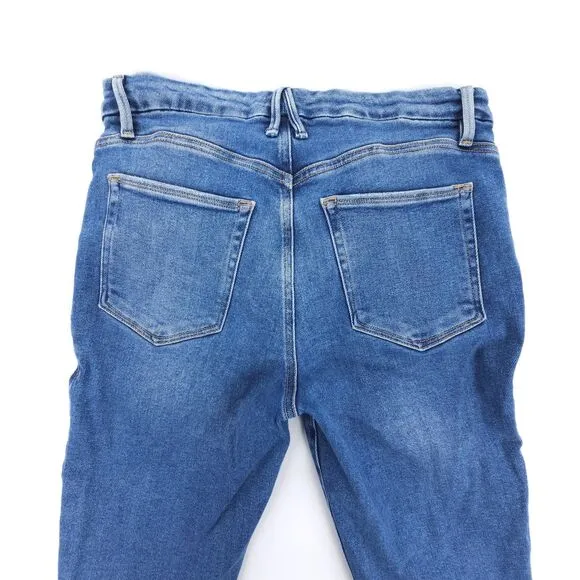 GOOD AMERICAN Good Legs Deep V Yoke Jeans Indigo005 90s High Rise Ankle Crop Y2k