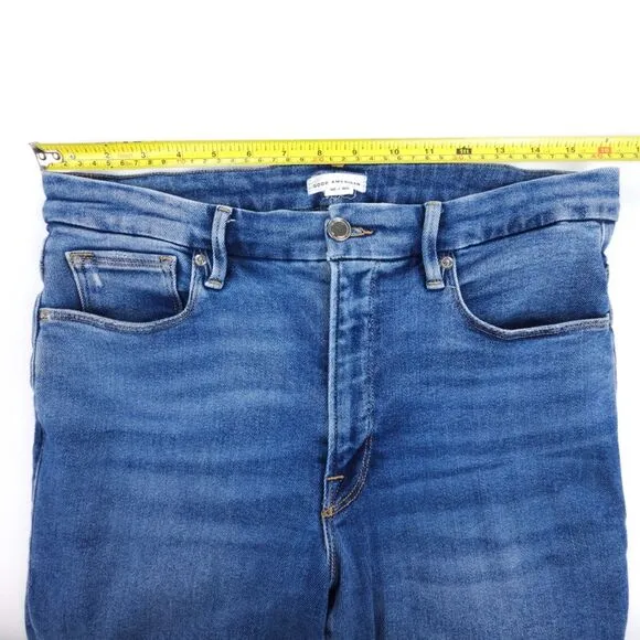 GOOD AMERICAN Good Legs Deep V Yoke Jeans Indigo005 90s High Rise Ankle Crop Y2k