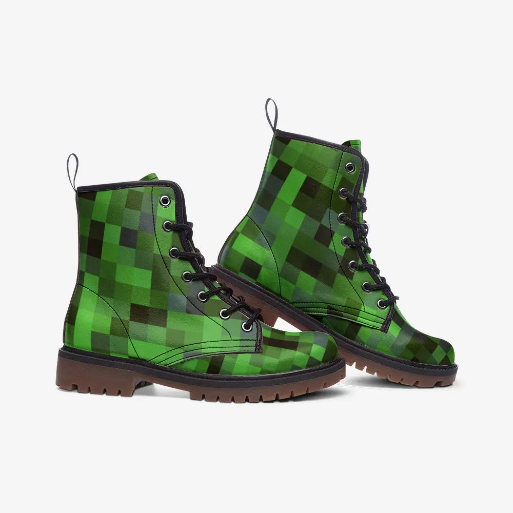 Green Pixels Vegan Leather Unisex Boots