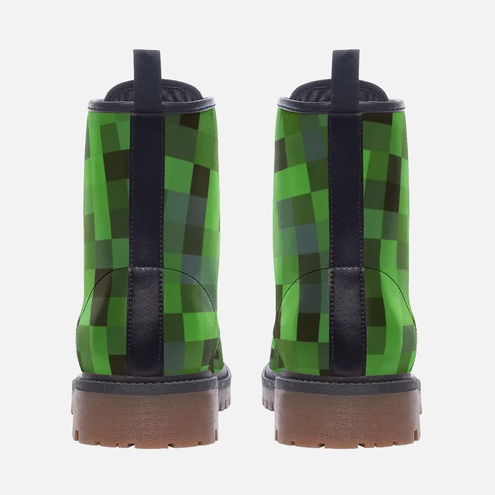 Green Pixels Vegan Leather Unisex Boots