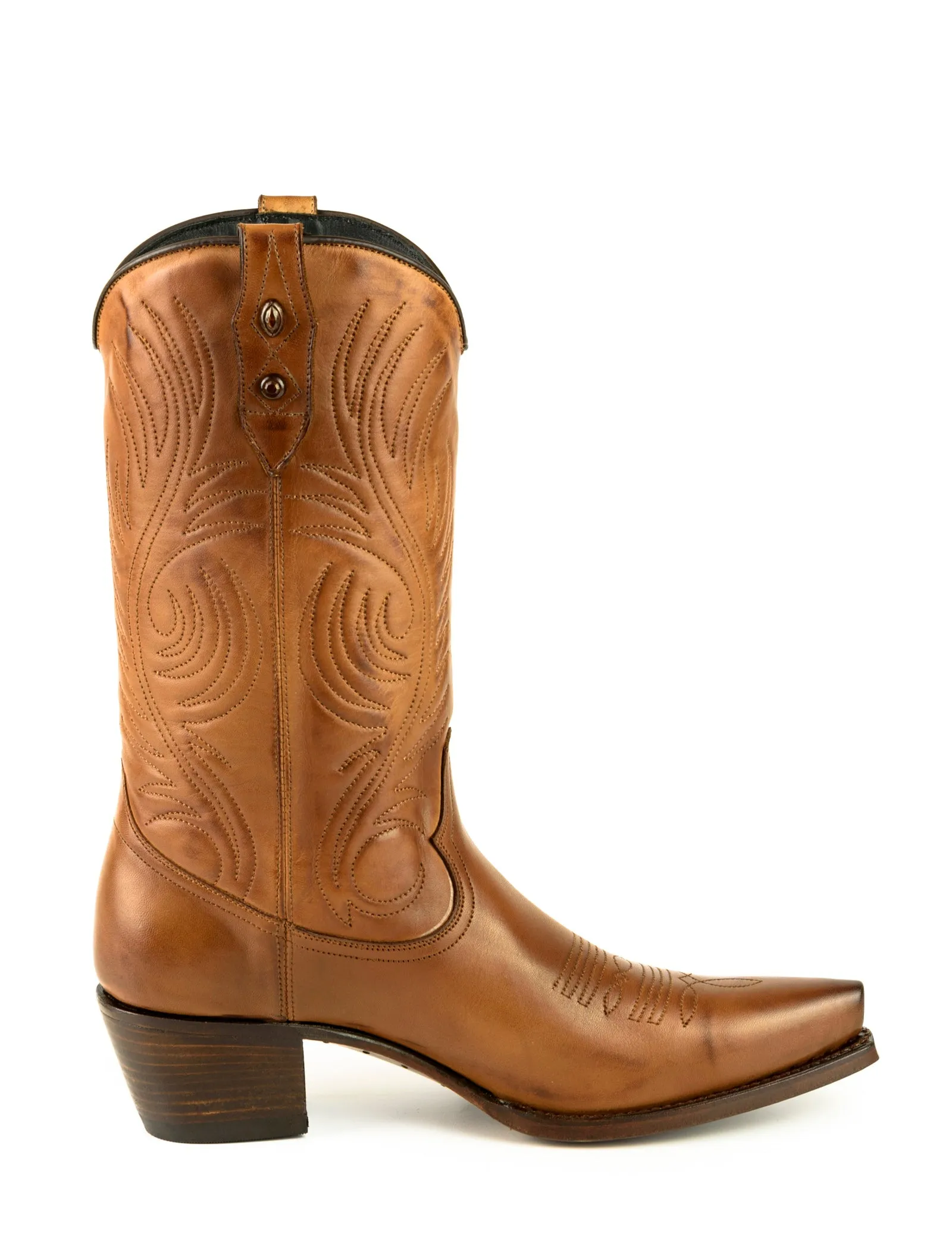 Handmade Women's Cowboy Country Western Boots Camel Leather 2536