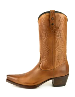 Handmade Women's Cowboy Country Western Boots Camel Leather 2536