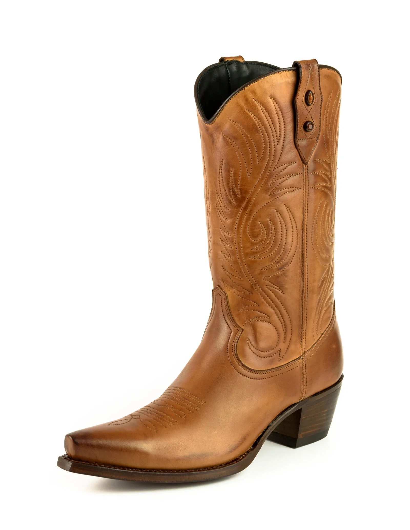 Handmade Women's Cowboy Country Western Boots Camel Leather 2536