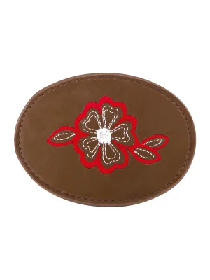 Hebilla para Cinto Vaquero de Mujer, Ovalada con Bordado Floral de Piel Nobuck 'El General' - ID: 43200