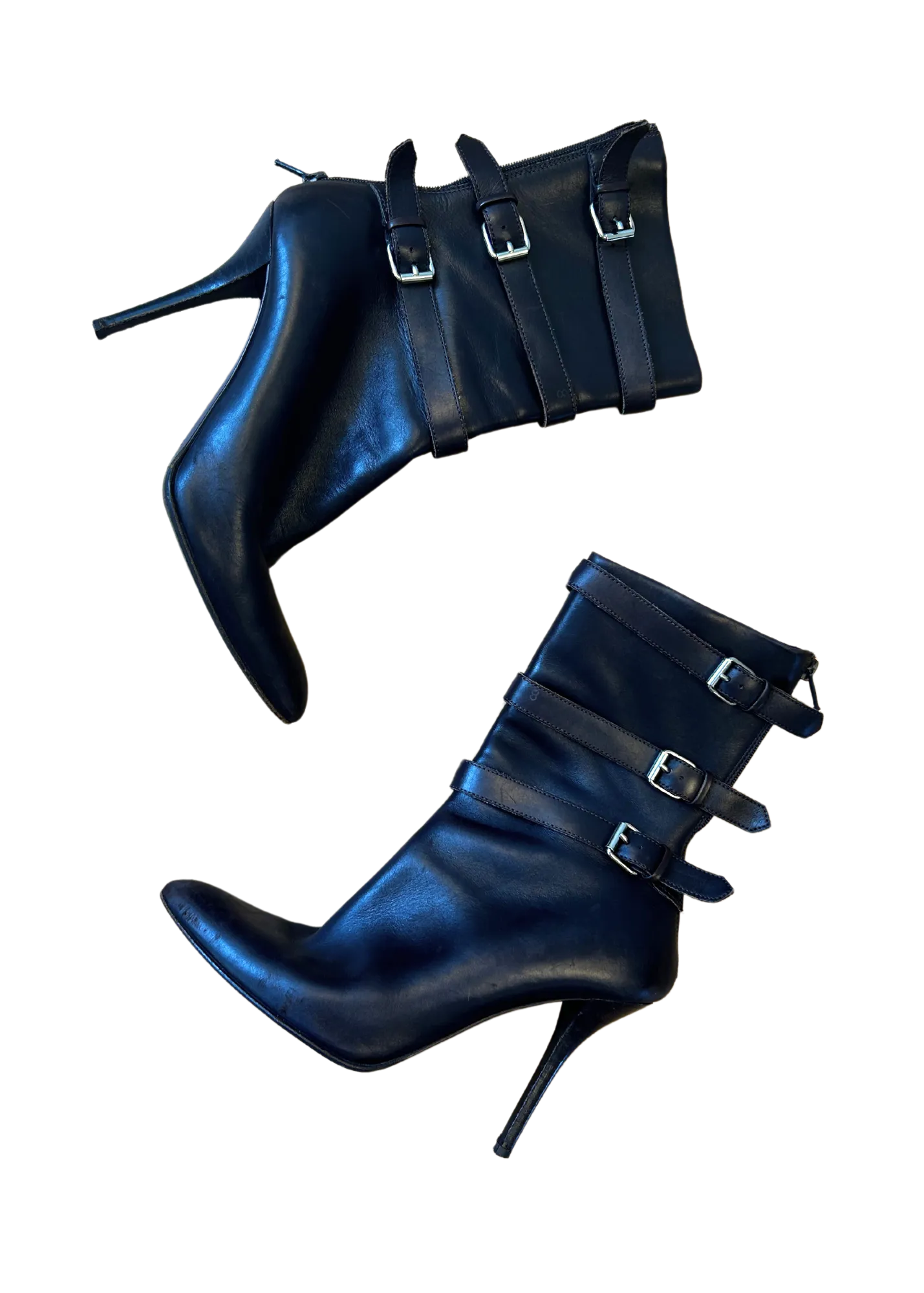 HELMUT LANG (AS IS) Brown Triple Buckle Stiletto Boots