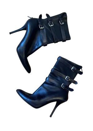 HELMUT LANG (AS IS) Brown Triple Buckle Stiletto Boots