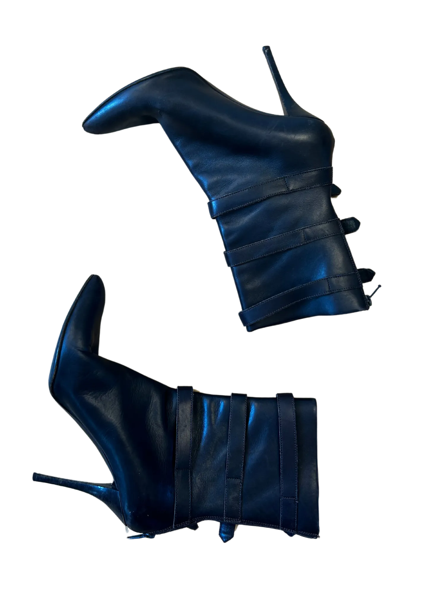 HELMUT LANG (AS IS) Brown Triple Buckle Stiletto Boots