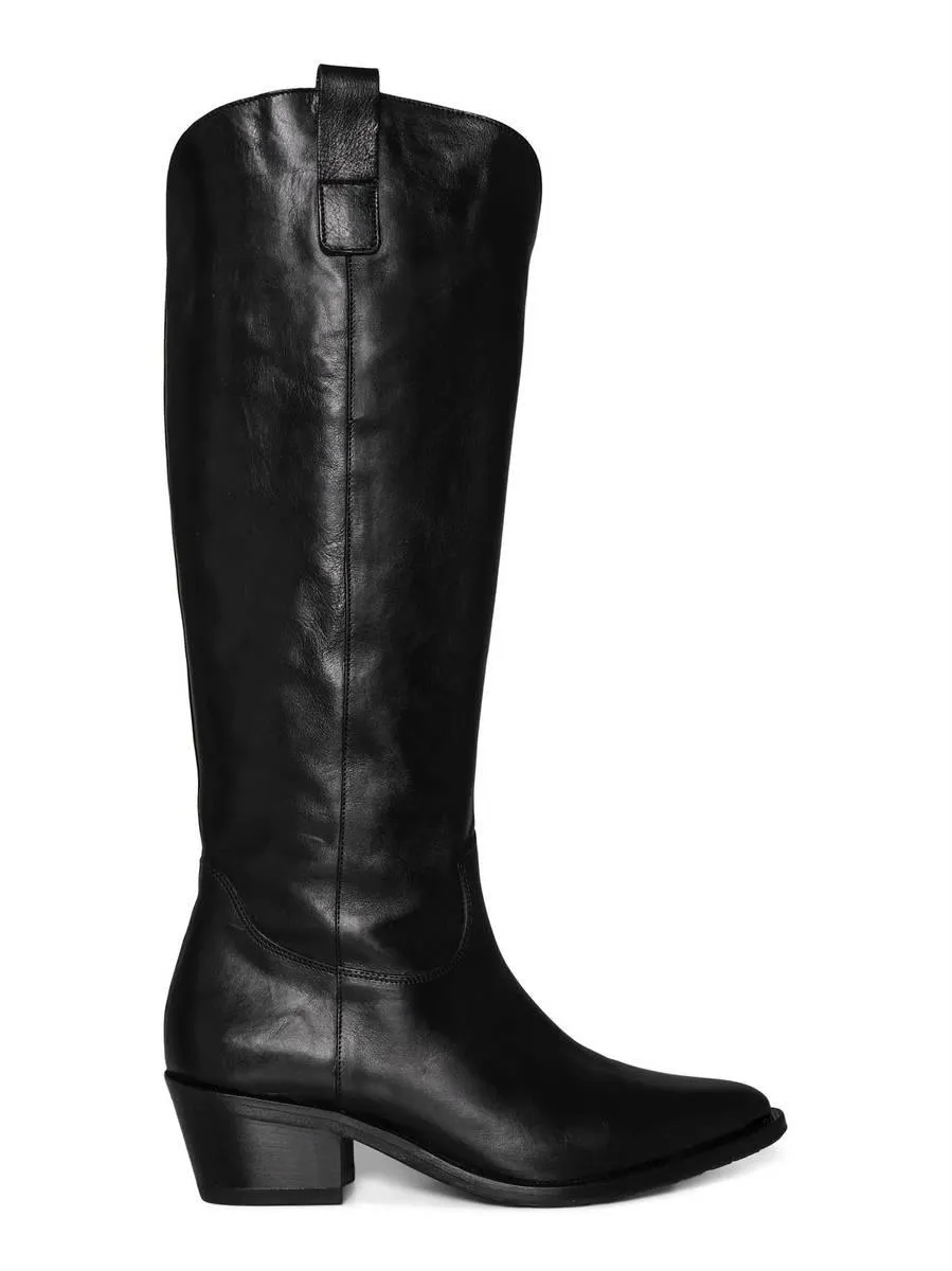 High Leather Boots Black
