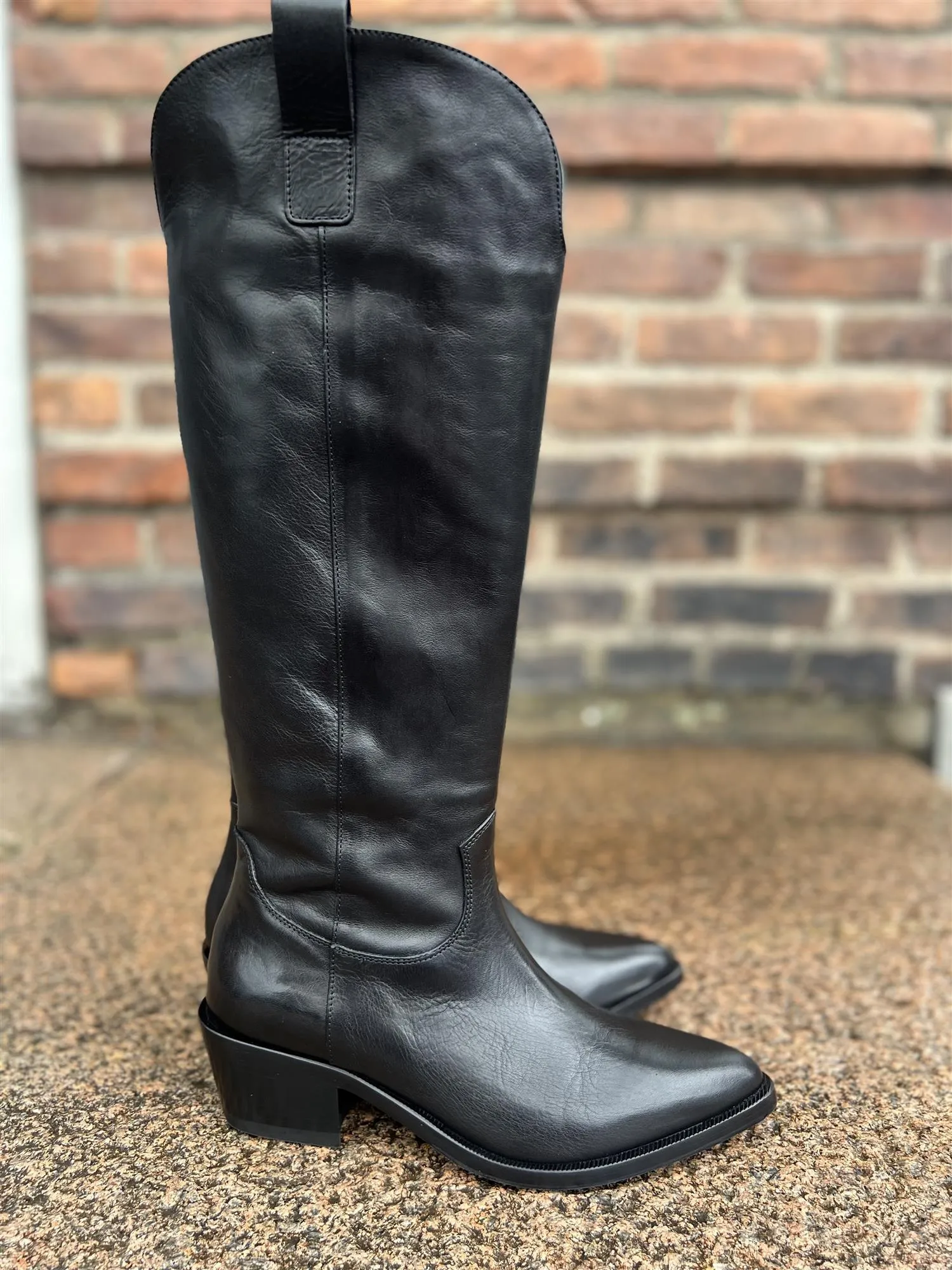 High Leather Boots Black