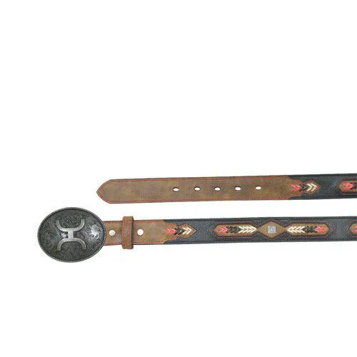 Hooey Western Boys Belt Kids Leather Whipstitch Black & Brown - 1656BEJ2