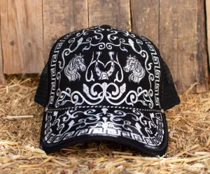 HORSE caballo western horseshoes EMBROIDERED HAT adjustable trucker mesh cap