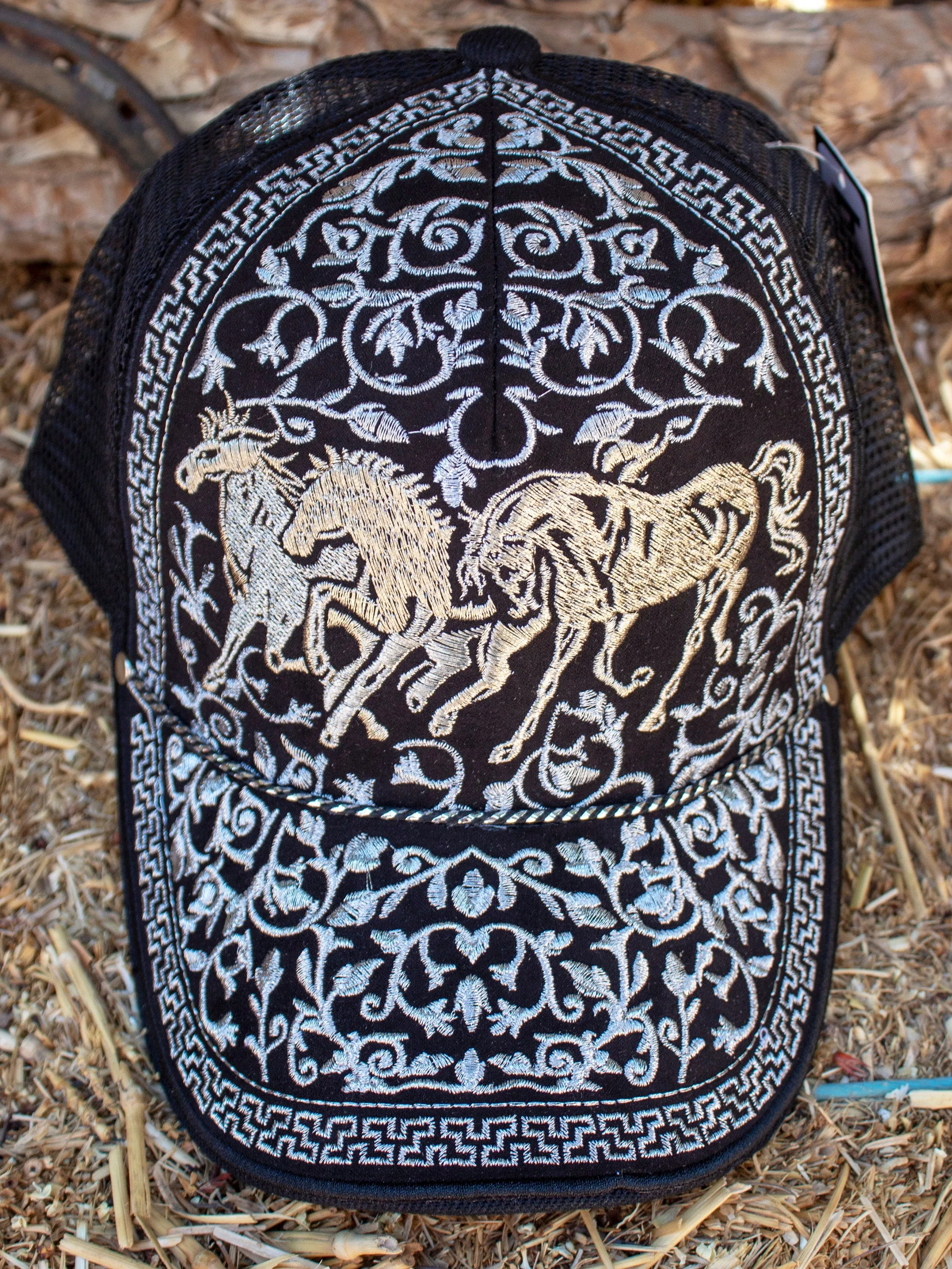 HORSES Caballo EMBROIDERED HAT adjustable trucker western cap