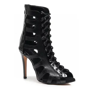 Hunter - Black Vegan Leather and Patent - Street Sole