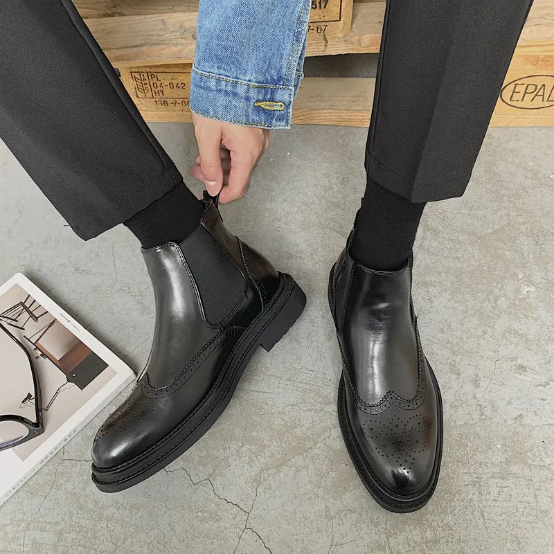 INSTOCK-Black men's boots Martin boots for men.