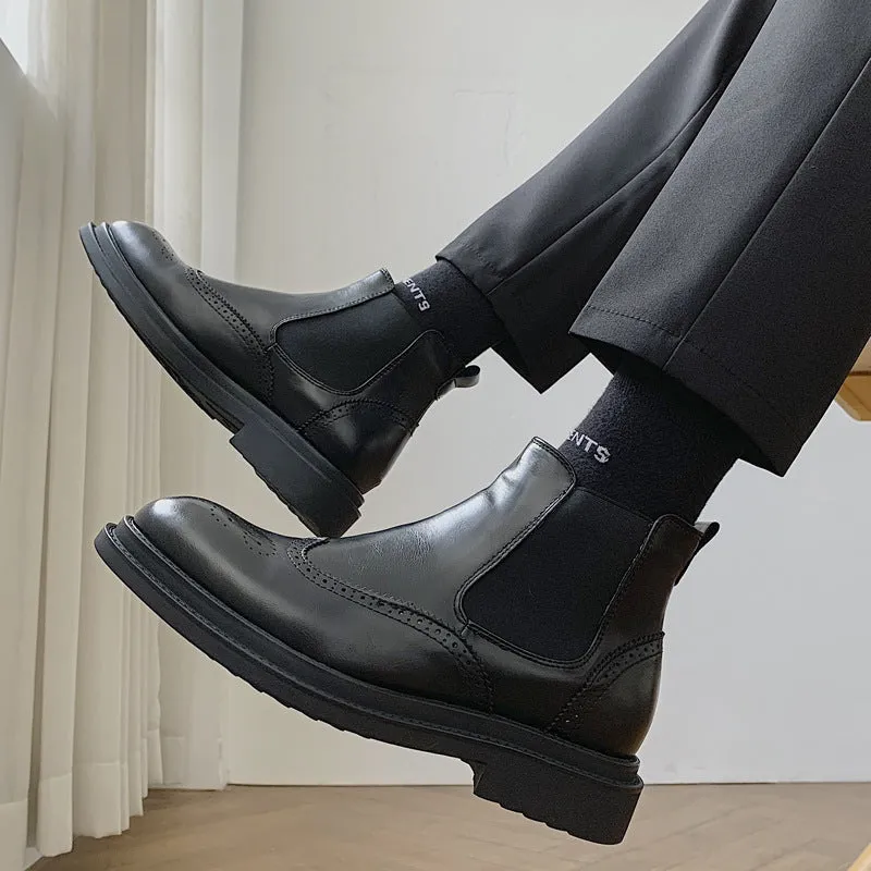 INSTOCK-Black men's boots Martin boots for men.