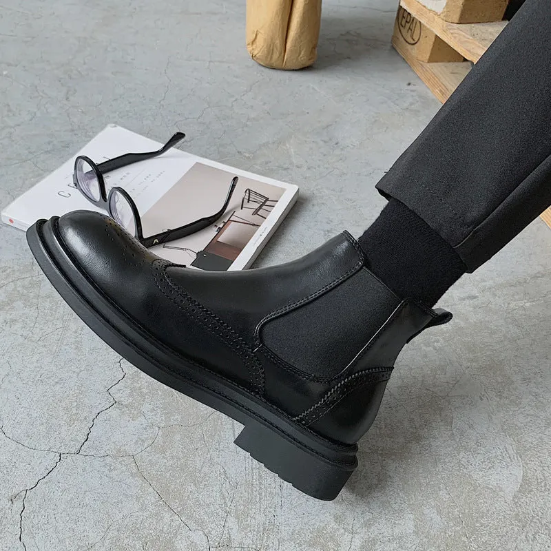 INSTOCK-Black men's boots Martin boots for men.