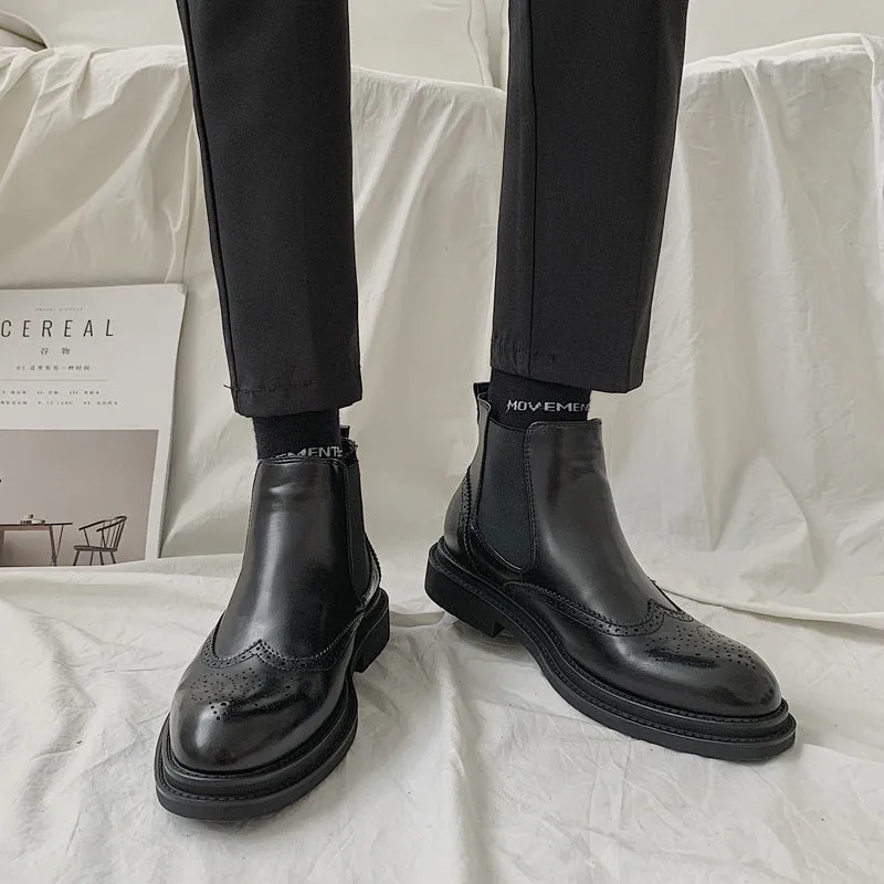 INSTOCK-Black men's boots Martin boots for men.