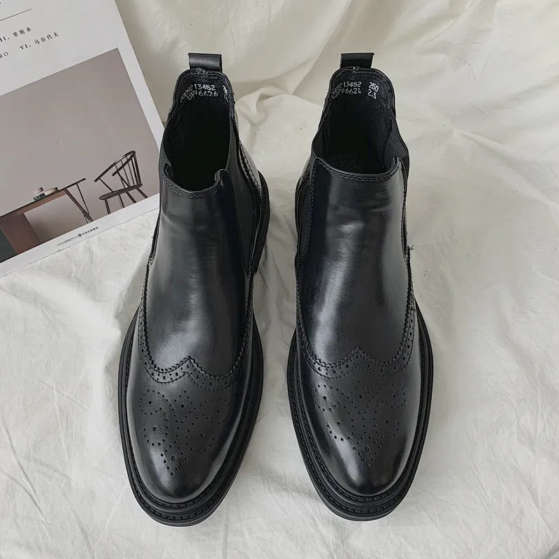INSTOCK-Black men's boots Martin boots for men.