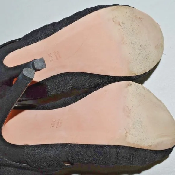 JEAN MICHEL CAZABAT ZAIDA  8.5 M 38.5 BLACK SUEDE FABRIC WRAP BOOTIES ANKLE BOOT