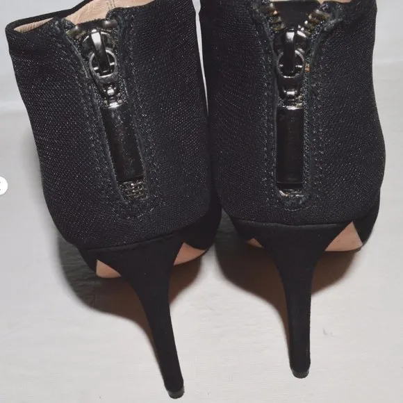 JEAN MICHEL CAZABAT ZAIDA  8.5 M 38.5 BLACK SUEDE FABRIC WRAP BOOTIES ANKLE BOOT