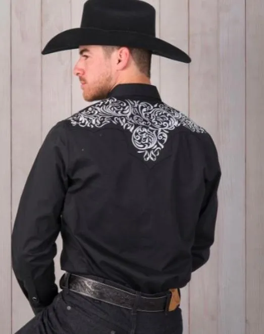 Julian Black Embroidered Western Shirt