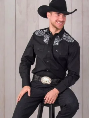 Julian Black Embroidered Western Shirt