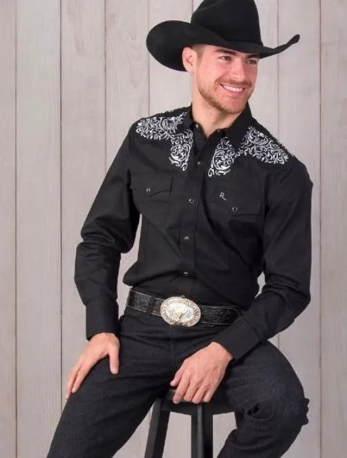 Julian Black Embroidered Western Shirt