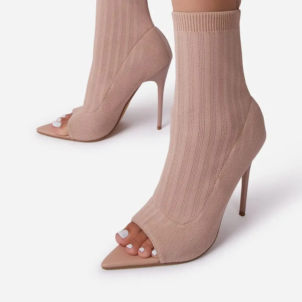 Knitted Peep Toe Booties