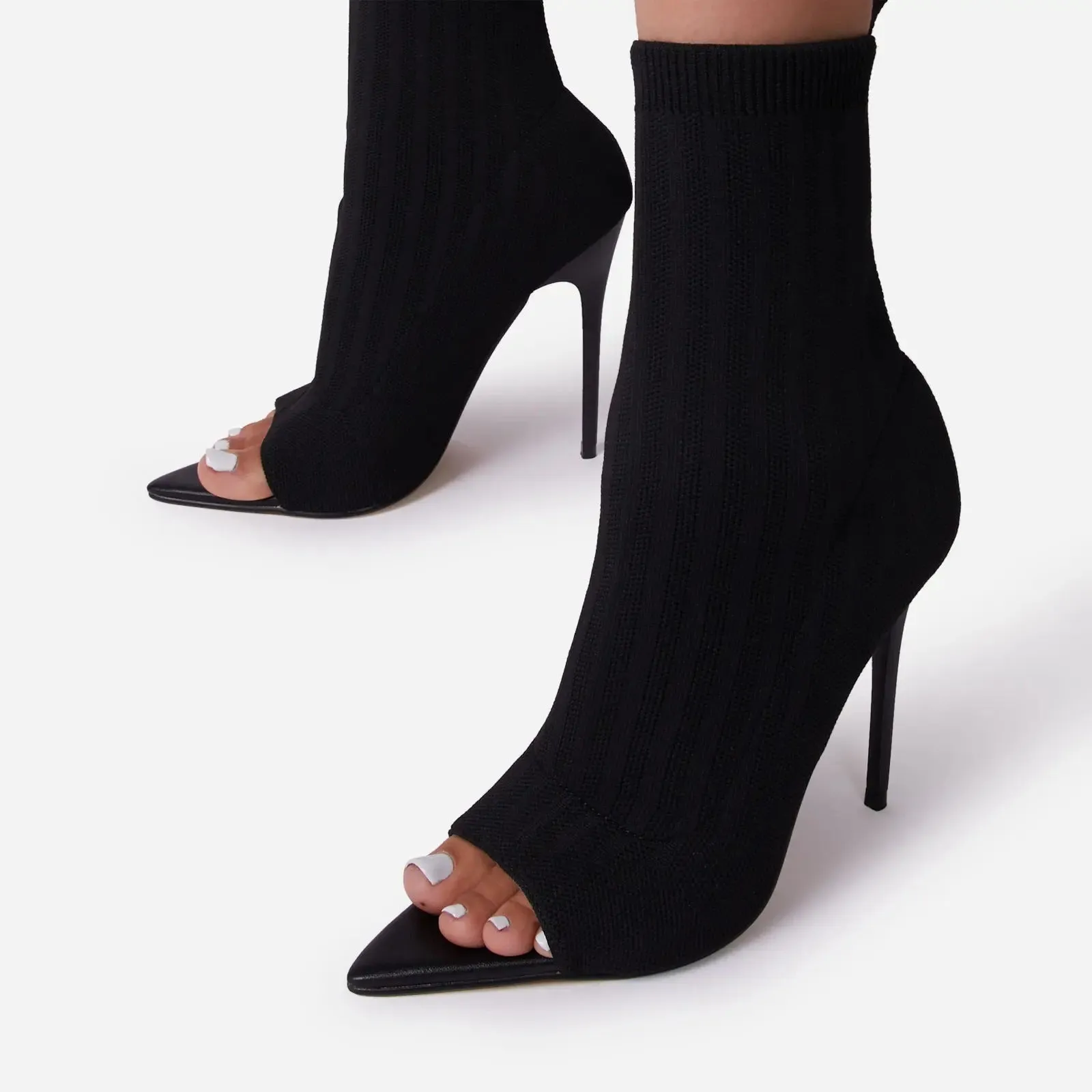 Knitted Peep Toe Booties