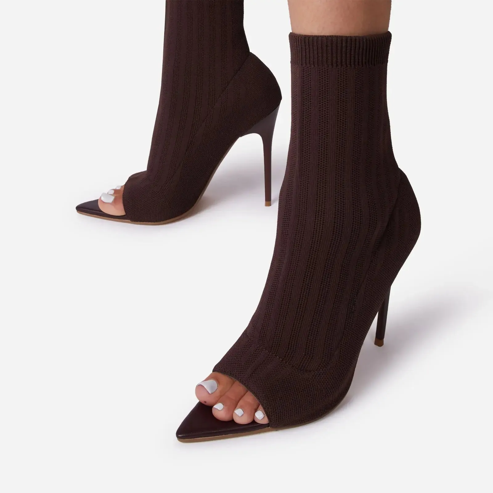Knitted Peep Toe Booties