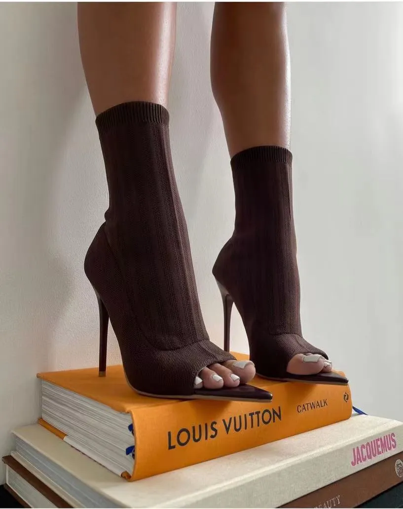 Knitted Peep Toe Booties